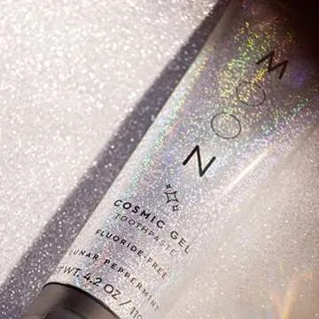 MOON Cosmic Gel Teeth Whitening Toothpaste for Adults & Children - Sparkly, SLS & Fluoride Free Toothpaste with Shiny, Ethically-Sourced Mica - Polish & Protect Teeth - Lunar Peppermint (4.2 Oz)