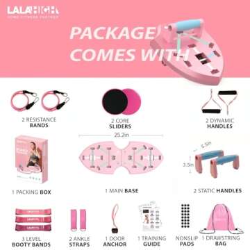 LALAHIGH Portable Home Gym System for Men and Women:Push Up Board, Pilates Bar & 20 Fitness Accessories with Resistance Bands and Ab Roller Wheel-Professional Strength Training Exercise