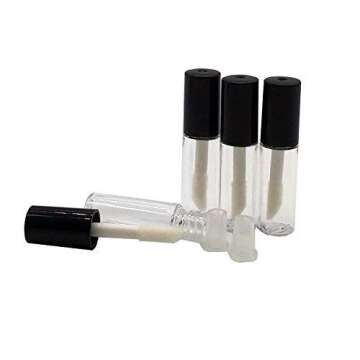 Mydio 50 Pack 1.2ML Clear Mini Lip Gloss Tube Empty Lip Balm Containers With Black Lid for Lipstick Samples