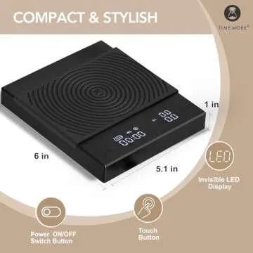 TIMEMORE Black Mirror Basic 2 Coffee Scale with Timer, 2kg/0.1g High Precision Kitchen Scale, Espresso Scale with and Water Flow Rate and Timer Function