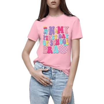 Teacher Shirts for Women Happy First Day of School Teacher Shirts Back to School Teacher Tee Tops Ca...