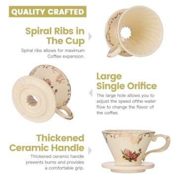 Elegant YOLIFE Ceramic Pour Over Coffee Maker Set