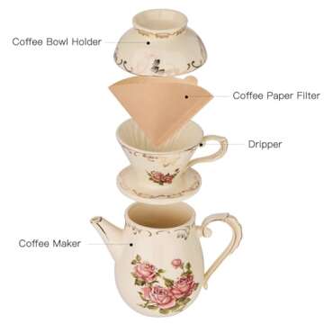Elegant YOLIFE Ceramic Pour Over Coffee Maker Set