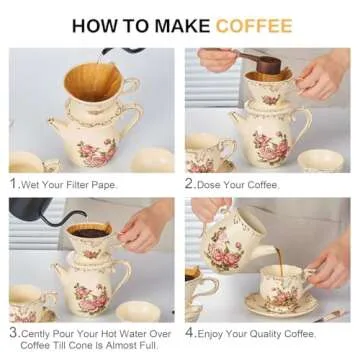 Elegant YOLIFE Ceramic Pour Over Coffee Maker Set