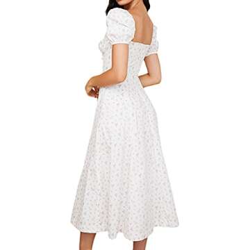 Women's Puff Sleeve Split Maxi Dress for Summer Style