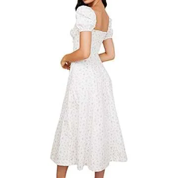 Women's Puff Sleeve Split Maxi Dress for Summer Style