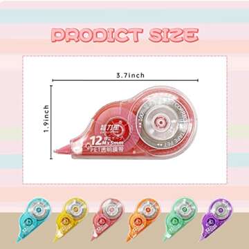 VIHOGFINT Correction Tape,Thickening With Core White Out Tape Pen for School Office Supplies,0.2 x 472 Inch,6 Count(Colorful)