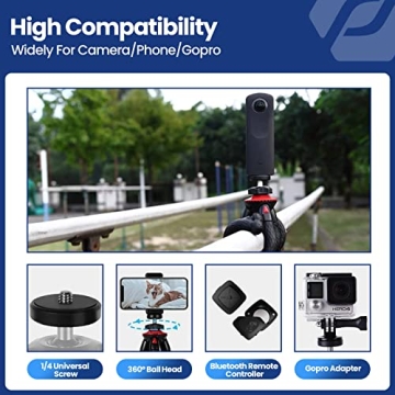 Fotopro Flexible Tripod for iPhone 15 and DSLR