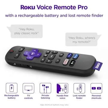 Roku Voice Remote Pro | Rechargeable with Hands-free Voice Controls for All Roku Devices