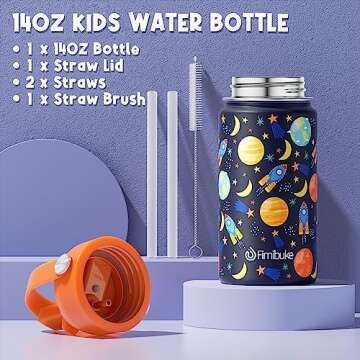 Fimibuke Kids Bento Lunch Box with 4 Compartments, Insulated lunch Bag, Stainless Steel Insulated Water Bottle, Ice Pack & Utensils Set, Birthday Gifts for Ages 3-12 Back to School Toddler Girls Boys