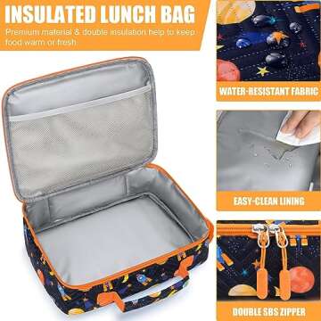 Fimibuke Kids Bento Lunch Box with 4 Compartments, Insulated lunch Bag, Stainless Steel Insulated Water Bottle, Ice Pack & Utensils Set, Birthday Gifts for Ages 3-12 Back to School Toddler Girls Boys