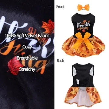 CuteBone Dog Velvet Dress for Small Dogs Thanksgiving Costume