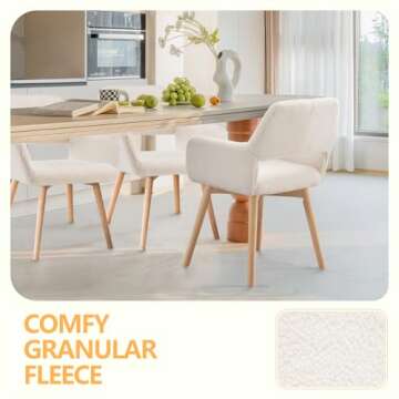 YEEFY Mid Century Modern Dining Chairs Set of 4 & 2 & 6 Comfy Accent Chair Upholstered Kitchen Dining Living Room Chairs for Bedrooms Waiting Room Home Arm Desk Chair No Wheels (Wool White, 4)