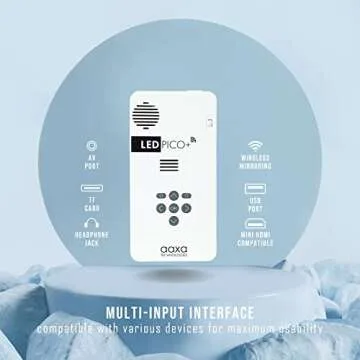 AAXA LED Pico+ Mini Projector with 2 Hour Battery, Wireless Mirroring, Mini-HDMI, Onboard Media Player & Speakers, 3.5mm Aux Out, Micro SD/USB Readers, Pocket Size Portable Movie Projector