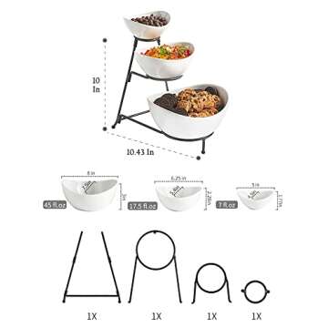 LYEOBOH 3 Tier Serving Bowls Set with Collapsible Thicker Metal Stand, Oval Serving Dishes for Enter...