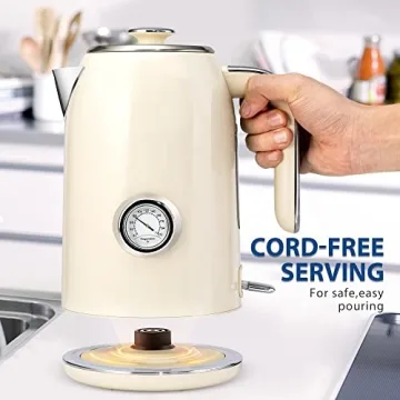 SULIVES 1.7L Electric Kettle with Temperature Gauge and Auto Shut-Off