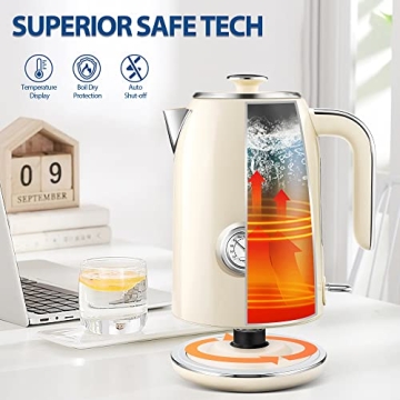 SULIVES 1.7L Electric Kettle with Temperature Gauge and Auto Shut-Off