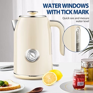 SULIVES 1.7L Electric Kettle with Temperature Gauge and Auto Shut-Off