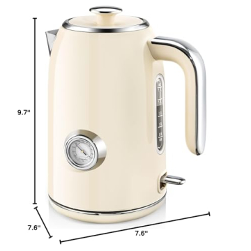 SULIVES 1.7L Electric Kettle with Temperature Gauge and Auto Shut-Off
