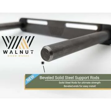 Floating Shelf Bracket - 43” Hidden Shelf Brackets, 150 LB Weight Capacity, for Shelves 43-60" Long, 3/4 Inch Industrial Solid Steel Support Rods Walnut Wood Works