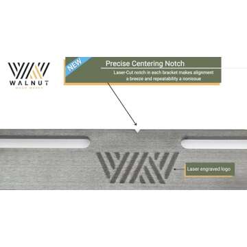 Floating Shelf Bracket - 43” Hidden Shelf Brackets, 150 LB Weight Capacity, for Shelves 43-60" Long, 3/4 Inch Industrial Solid Steel Support Rods Walnut Wood Works