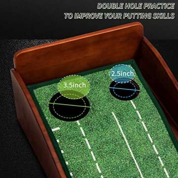 Putting Green Indoor - Outdoor Putting Green,Putting Matt for Indoors, Golf Practice Mat with Auto Ball Return, Solid Wood, Velvet Surface, Perfect Portable Gift for Office Home Outdoor
