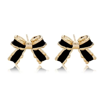 Gold Plated Bow small tiny cute stud hoop Earrings for Women Fashion Jewelry