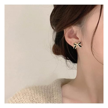 Gold Plated Bow small tiny cute stud hoop Earrings for Women Fashion Jewelry