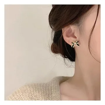 Gold Plated Bow small tiny cute stud hoop Earrings for Women Fashion Jewelry