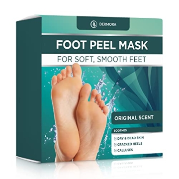 DERMORA Foot Peel Mask - 2 Pack of Regular Skin Exfoliating Foot Masks for Dry, Cracked Feet, Callus...