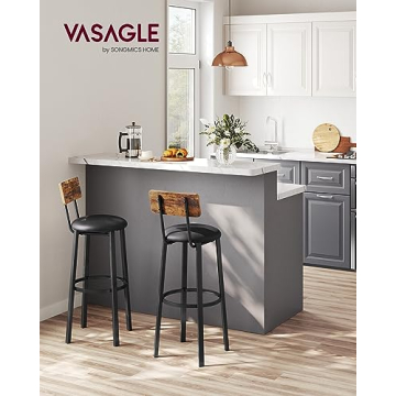 Stylish VASAGLE Bar Stools - Set of 2 with Comfort and Durability