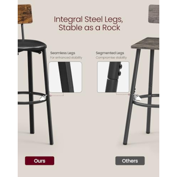 Stylish VASAGLE Bar Stools - Set of 2 with Comfort and Durability