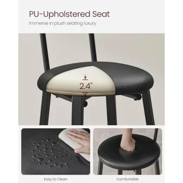 Stylish VASAGLE Bar Stools - Set of 2 with Comfort and Durability