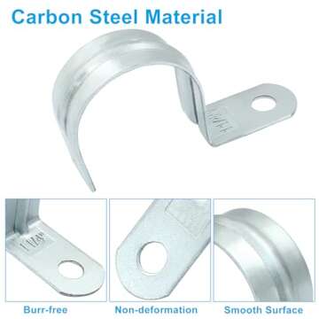 Biaungdo 30 Pcs M40 Rigid Pipe Strap - 1-1/2 Inch Zinc Plated Steel One Hole Strap Bracket Heavy Duty Conduit Clamps Tension Tube Clip Cable Clamp Hanger for Conduit, Pipe Fixing