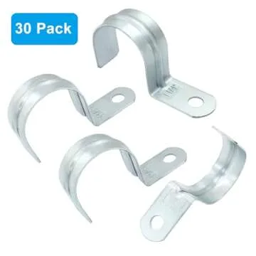 Biaungdo 30 Pcs M40 Rigid Pipe Strap - 1-1/2 Inch Zinc Plated Steel One Hole Strap Bracket Heavy Duty Conduit Clamps Tension Tube Clip Cable Clamp Hanger for Conduit, Pipe Fixing