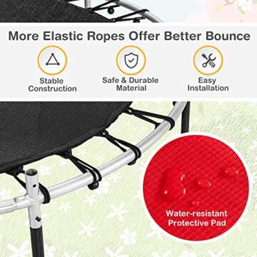 GYMAX Toddler Trampoline, 55” Trampoline for Kids with Bottom-to-Top All-Round Enclosure Net & Sea...