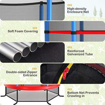 GYMAX Toddler Trampoline, 55” Trampoline for Kids with Bottom-to-Top All-Round Enclosure Net & Seamless Jumping Mat, ASTM Approved Easy Assembly Kids Mini Trampolines Indoor/Outdoor (Navy Blue)
