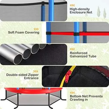 GYMAX Toddler Trampoline, 55” Trampoline for Kids with Bottom-to-Top All-Round Enclosure Net & Seamless Jumping Mat, ASTM Approved Easy Assembly Kids Mini Trampolines Indoor/Outdoor (Navy Blue)