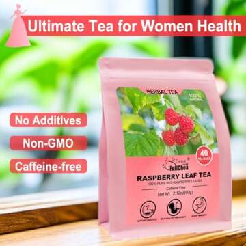FullChea - Raspberry Leaf Tea Bag, 40 Teabags - Natural Pregnancy Tea - Pure Red Raspberry Leaf Herbal Tea - Non-GMO - Caffeine-free - Help Childbirth & Support Menstrual