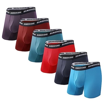 BAMBOO COOL Men's Boxer Briefs Underwear Soft Comfortable Breathable Boxers Brief for Men (6 Pack), ...