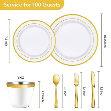 Goodluck 600 Gold Disposable Plates for Elegant Parties