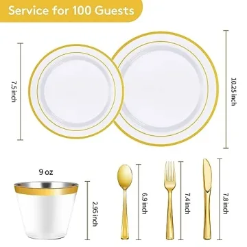 Goodluck 600 Gold Disposable Plates for Elegant Parties