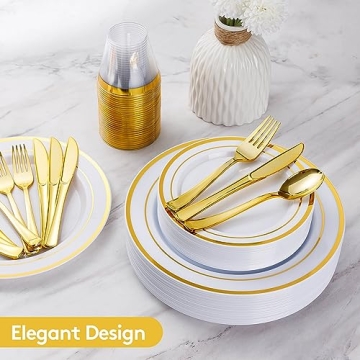 Goodluck 600 Gold Disposable Plates for Elegant Parties