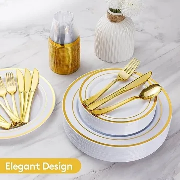 Goodluck 600 Gold Disposable Plates for Elegant Parties