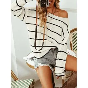 CUPSHE Women Casual Stripe Pullover Sweater