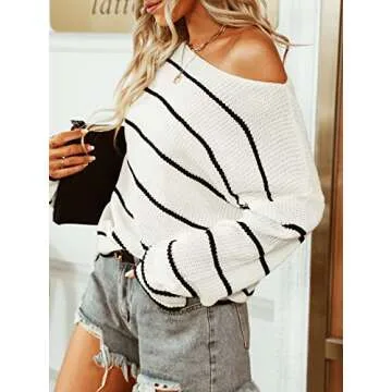 CUPSHE Women Casual Stripe Pullover Sweater