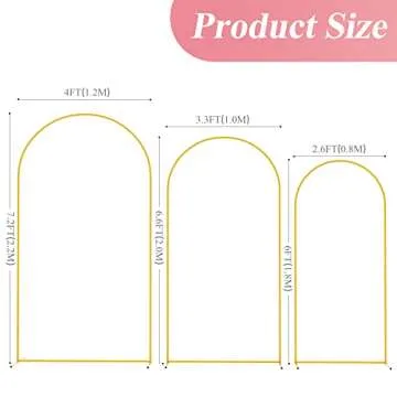 Fomcet Metal Arch Backdrop Stand Set of 3 Gold Wedding Arch Stand 7.2FT & 6.6FT & 6FT Arched Backdro...