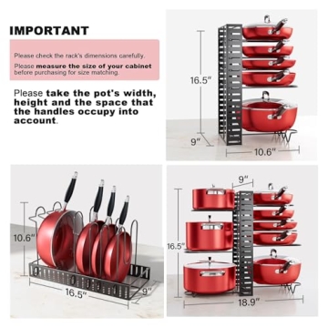 MUDEELA Adjustable Kitchen Pot Organizer Rack for Cabinets