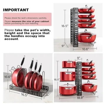 MUDEELA Adjustable Kitchen Pot Organizer Rack for Cabinets