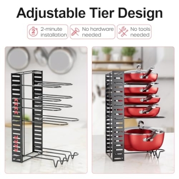 MUDEELA Adjustable Kitchen Pot Organizer Rack for Cabinets